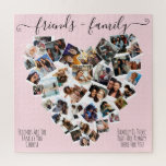Puzzle Amis et famille Citations Photo Heart<br><div class="desc">Ce puzzle mignon et amusant est parfait pour toute femme sentimentale. Il présente 38 photos disposées en forme de coeur et les citations, "Amis et famille. Les amis sont la famille que vous choisissez. La famille est celle qui est toujours là pour vous." C'est moderne, sucré, élégant, féminin et ludique...</div>