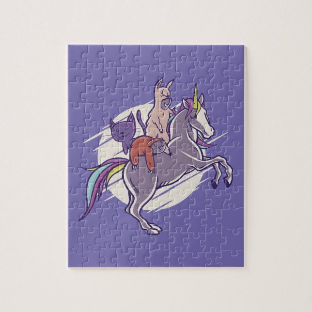 Puzzle Amis magiques |Unicorne, Alpaca, Kitten, Sloth (Vertical)