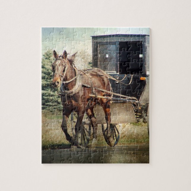 Puzzle Amish Horse and Buggy (Vertical)