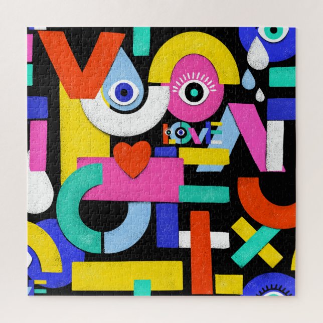 Puzzle Amour Abstrait, yeux : motif coloré (Vertical)