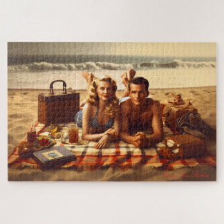Puzzle Amour balnéaire des années 1940 Romance Vintage