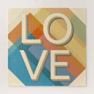 Puzzle « Amour » Couleurs géométriques rétro-modernes