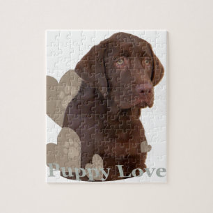Puzzle Amour de chiot de laboratoire de chocolat