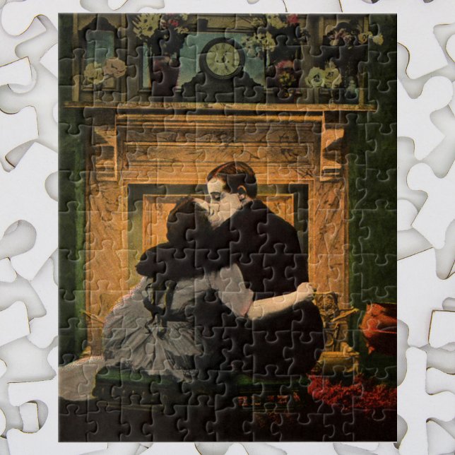 Puzzle Amour et Romance Vintage, Baiser de Cheminée Roman (Créateur téléchargé)