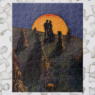 Puzzle Amour et romance vintage, baiser sous la lune de r