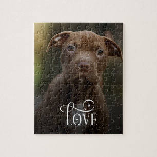 Puzzle Amour Moderne Photo Monogramme Chiens Personnalisé