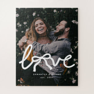 Puzzle Amour Moderne Typographie Couple Photo Personnalis