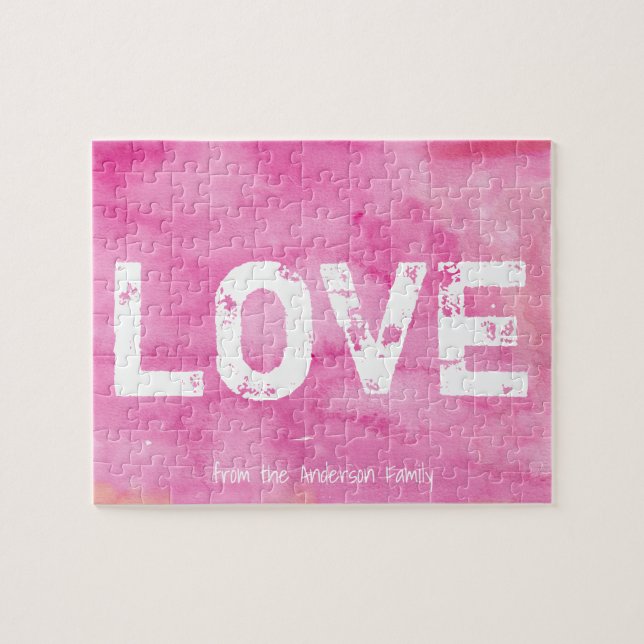 Puzzle AMOUR | Pink Personalized Family Valentine's Day (Horizontal)