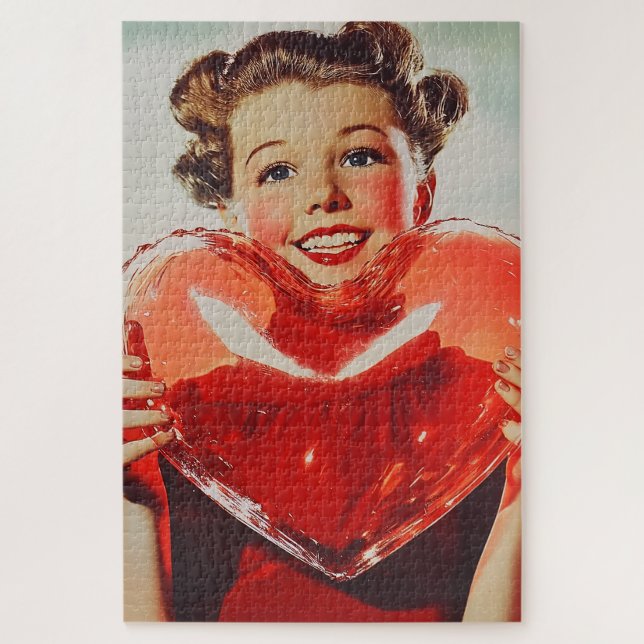 Puzzle Amour rétro : 1950s Luminosité cardiaque (Vertical)