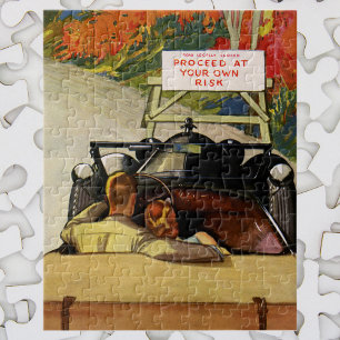 Puzzle Amour Vintage, Route Fermée Procédez à Vos Propres