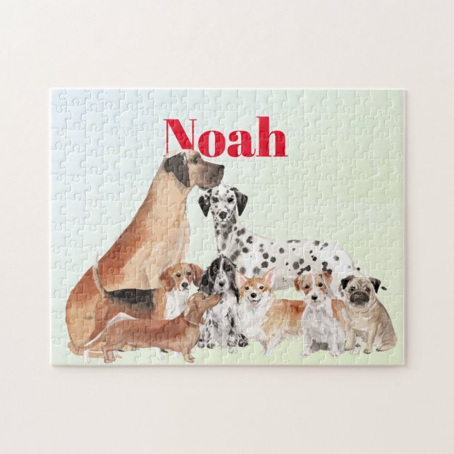 Puzzle Amoureux de les chiens amusant Jigsaw personnelle  (Horizontal)