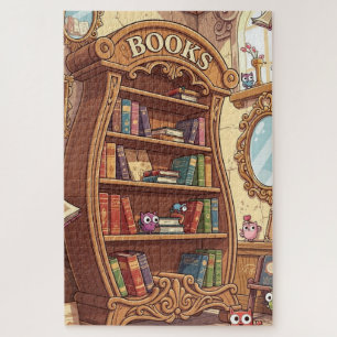 Puzzle Amoureux de livres Étagère à livres de dessin anim