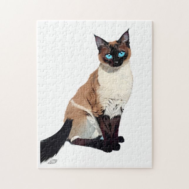 Puzzle Amoureux des chats Siamese Cat Art Electric Blue E (Vertical)