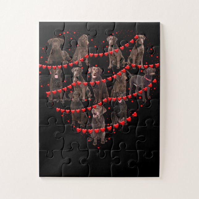 Puzzle Amoureux des chiens |Love Heart Chocolate Labrador (Vertical)