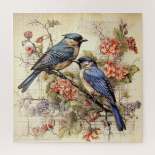 Puzzle Amoureux des oiseaux vintage mignons