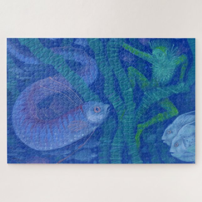 Puzzle Amphibien et Poisson King, imaginaire art, Sous-ma (Horizontal)