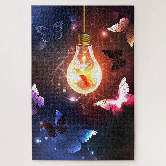 Puzzle Ampoule lumineuse avec papillons nocturnes (Vertical)