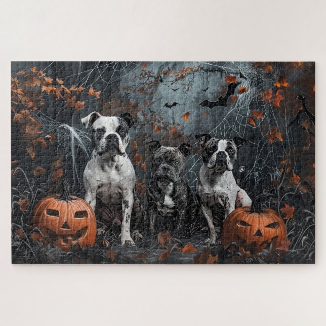 Puzzle Amstaff Halloween Nuit Canine (Horizontal)