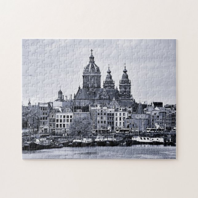 Puzzle Amsterdam, Cathédrale & Bateaux - Hollande (puzzle (Horizontal)