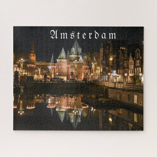 Puzzle Amsterdam de nuit, heure de Noël 2021 Jigsaw Puz (Horizontal)