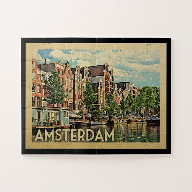 Puzzle Amsterdam Holland Vintage Travel (Horizontal)