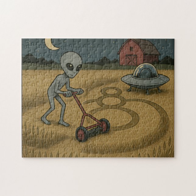 Puzzle Amusant alien de l'espace ufo cycle de culture sci (Horizontal)