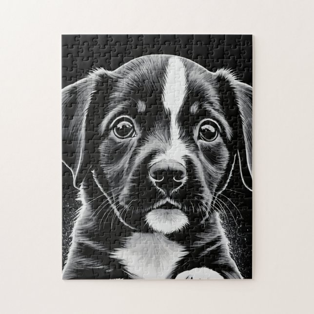 Puzzle Amusant de Chiot Mignon - Difficulté Moyenn (Vertical)