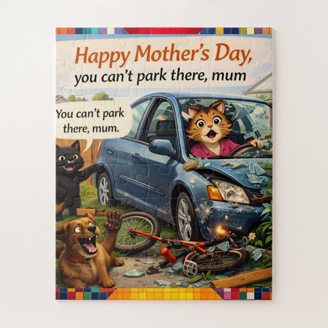 Puzzle amusant de la fête des mères avec chat chie (Vertical)