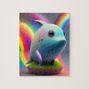Puzzle Amusant petit bébé requin avec arc-en-ciel