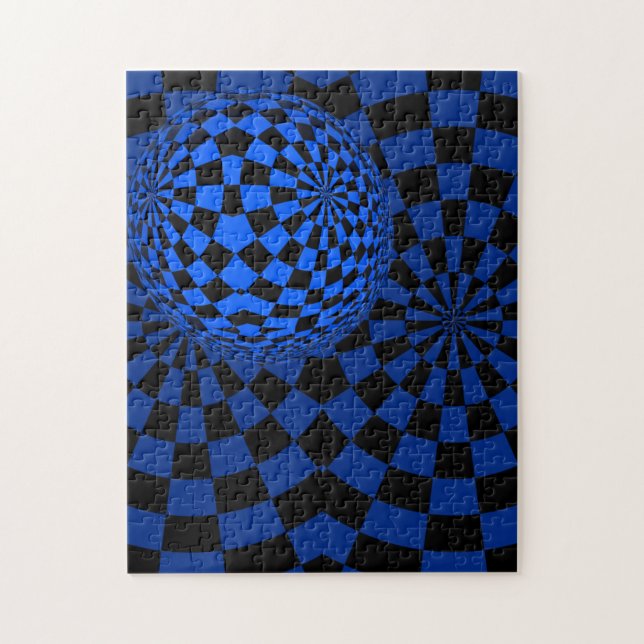 Puzzle Amusement bleu et art op noir bizarre (Vertical)