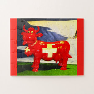 Puzzle Amusement de la vache suisse rouge