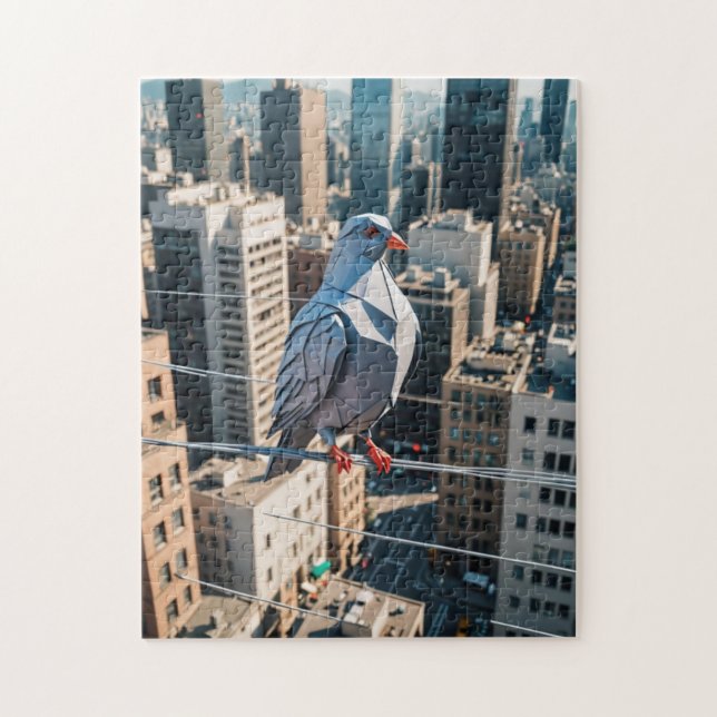 Puzzle An origami pigeon in the city (Vertical)