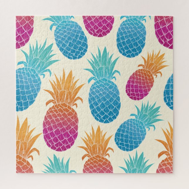 Puzzle Ananas coloré Arrière - plan jaune clair (Vertical)