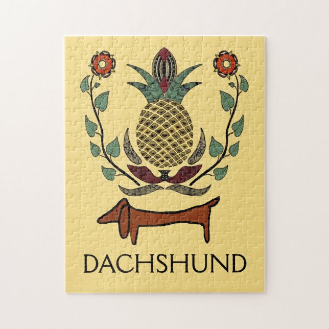 Puzzle Ananas Dachshund Welcome, modifier le texte (Vertical)