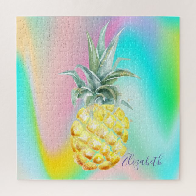 Puzzle Ananas Holographique Abstrait Ombré (Vertical)