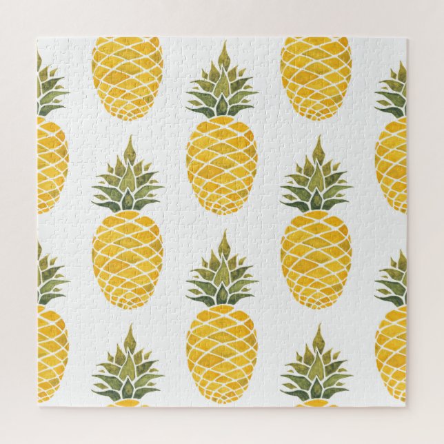 Puzzle Ananas Peint À La Main : Aquarelle Sans Couleur. (Vertical)