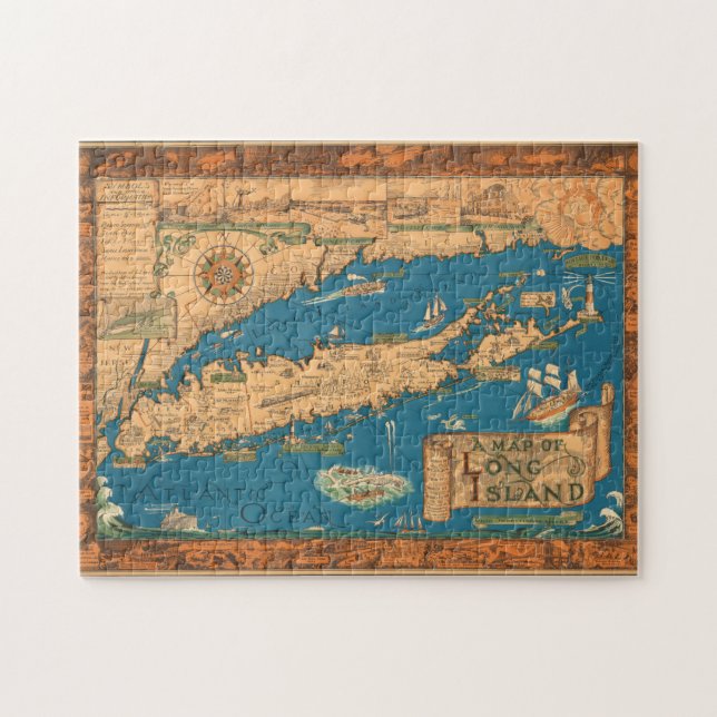 Puzzle ancien de carte du Long Island (Horizontal)