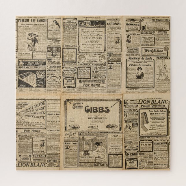 Puzzle Ancien journal : arrière - plan de papier vintage. (Vertical)
