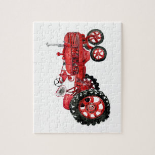 Puzzle Ancien tracteur rouge
