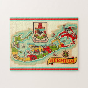 Puzzle Ancienne carte classique des Bermudes 11x14