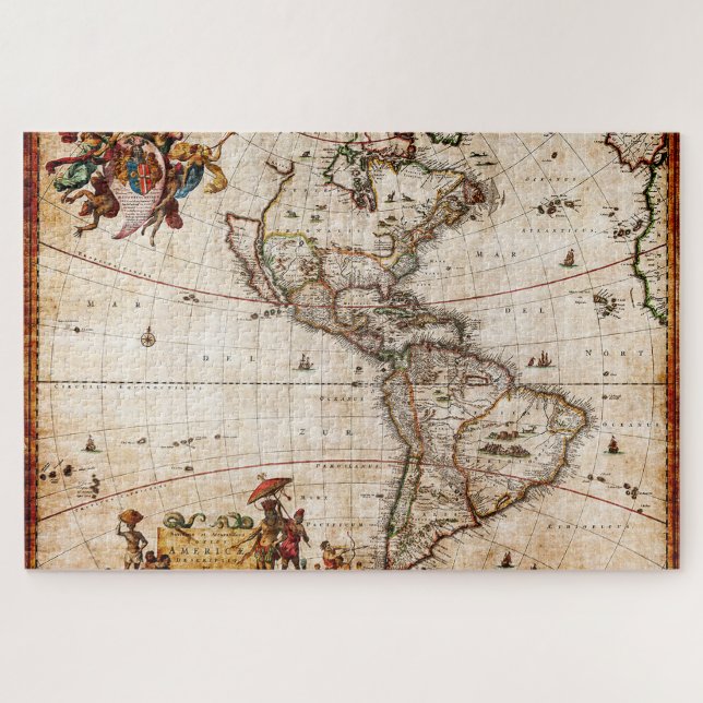 Puzzle Ancienne carte du continent américain (Horizontal)