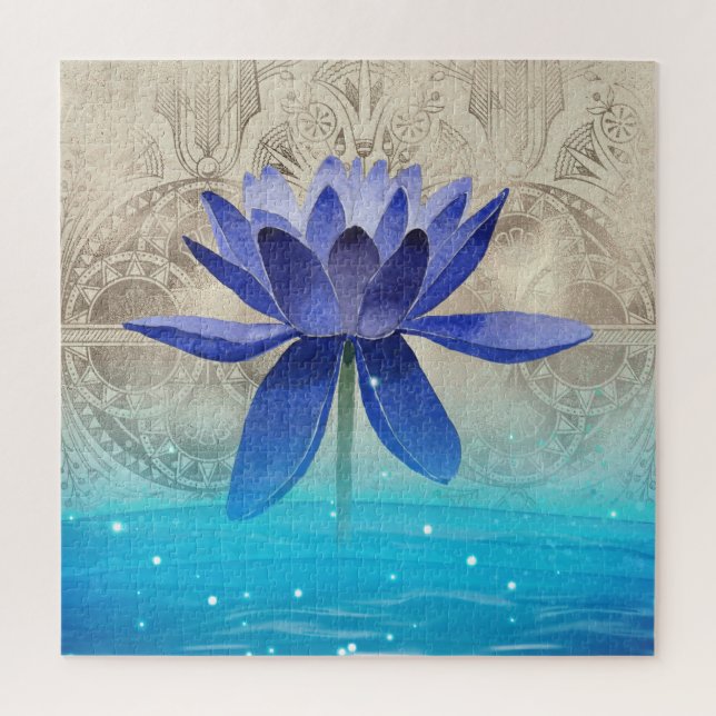 Puzzle Ancienne Egypte Stylisée Magic Blue Lotus Flower P (Vertical)