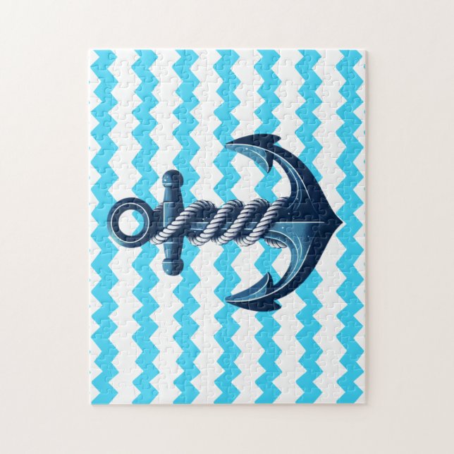 Puzzle Ancrage bleu avec vagues bleues (Vertical)