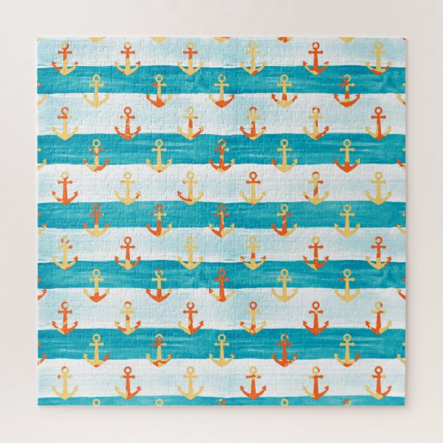 Puzzle Ancrages Abstraits : motif à bande aquarelle. (Vertical)