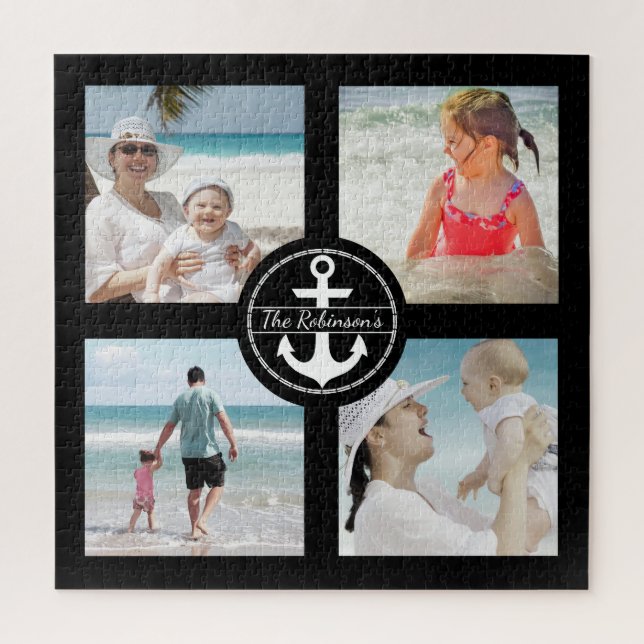 Puzzle Ancre personnalisée Collage photo noir (Vertical)