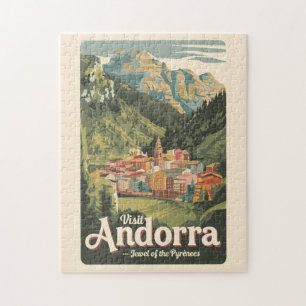 Puzzle Andorre Illustration Voyage Art Vintage