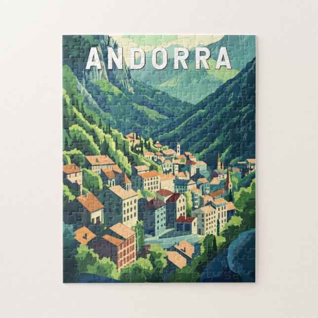 Puzzle Andorre Travel Art Vintage (Vertical)