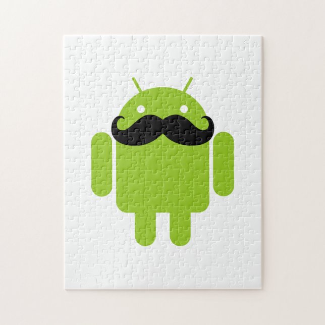 Puzzle Android Robot Whimsical Mustache Style (Vertical)