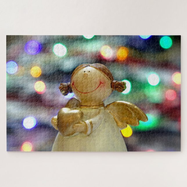 Puzzle Ange de Noël tenir un coeur d'amour (Horizontal)