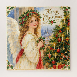Puzzle ange de Noël vintage et sapin de Noël